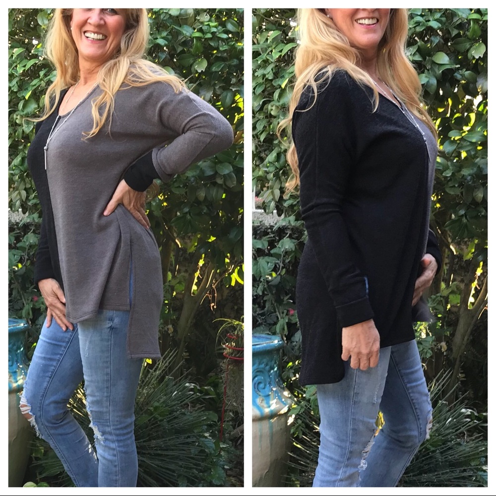 LAST 🔘 Color Block Aesthetic Raw Edge Knit Tunic - Picture 7 of 8