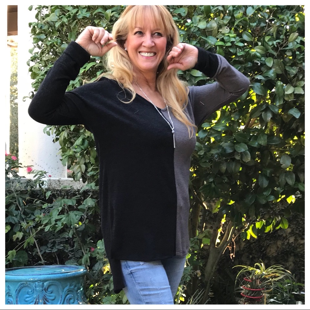 LAST 🔘 Color Block Aesthetic Raw Edge Knit Tunic - Picture 5 of 8