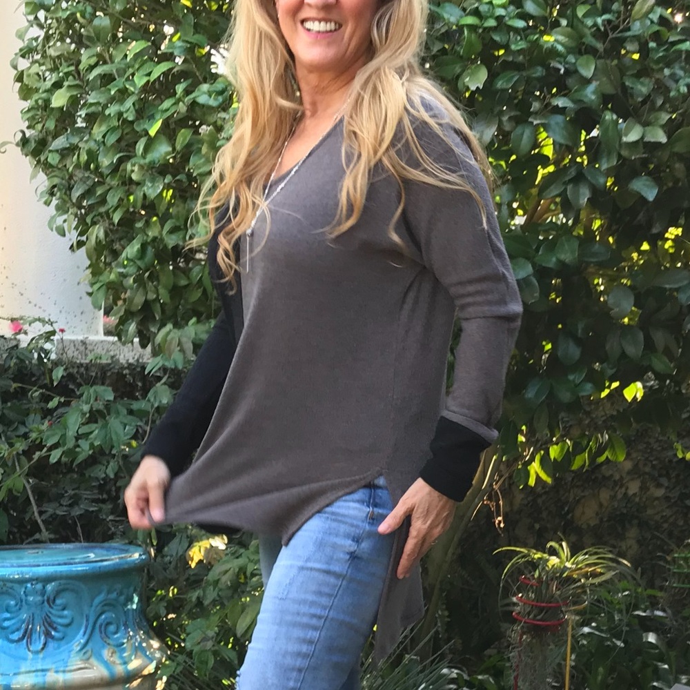 LAST 🔘 Color Block Aesthetic Raw Edge Knit Tunic - Picture 8 of 8