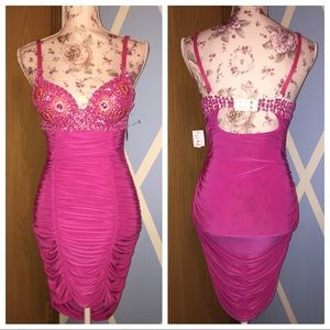 Pink dress with studded bra