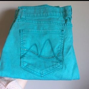 Teal skinnies for Kristine