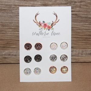 6 Pair Druzy Earrings - 8mm