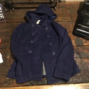 Navy Blue Peacoat with Removable Hood