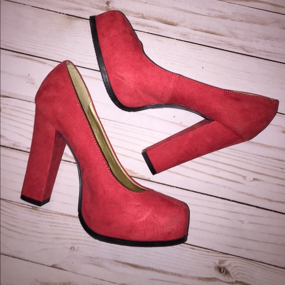 Mossimo Supply Co. Shoes - [Mossimo] red suede platform pumps