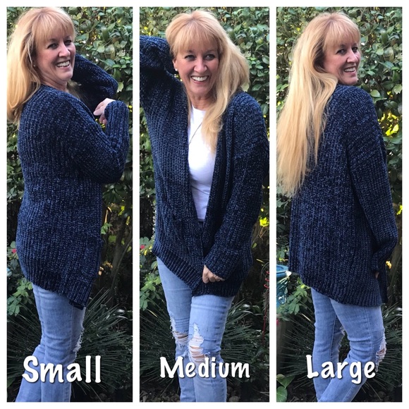 Drenched in Chenille! Navy Knit Cardigan + Pockets - Picture 8 of 8
