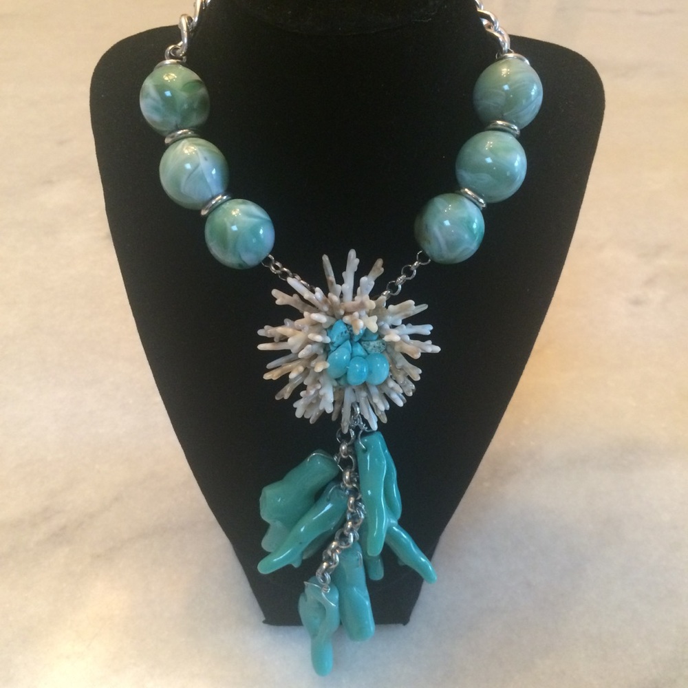 "Bird's Nest" turquoise & silver necklace,earrings