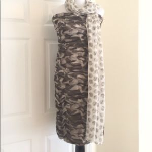 Adrianna Brown & White Strapless Dress