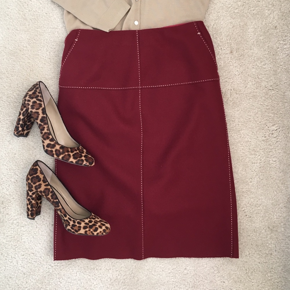 JCrew Deep Red felt skirt