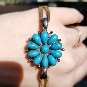 Vintage Anthropologie suede & turquoise bracelet