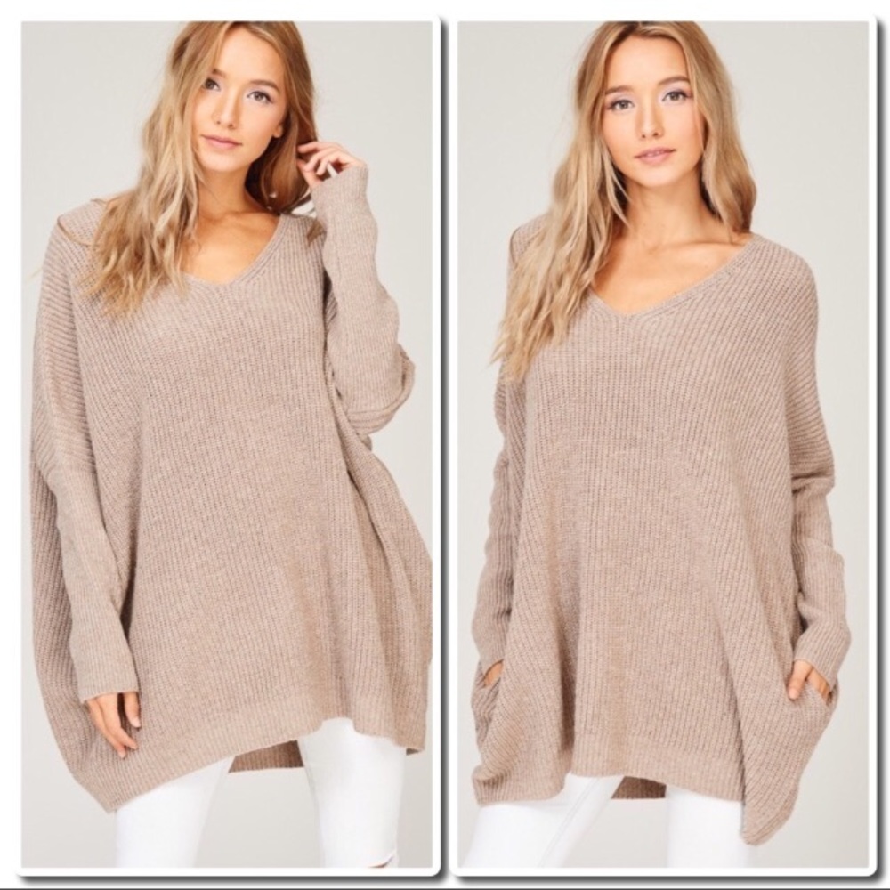 Knit Cozy Oversized Sweater/Dress in Mocha - Picture 2 of 7
