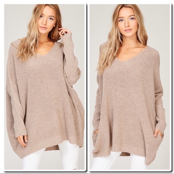 Knit Cozy Oversized Sweater/Dress in Mocha - Picture 2 of 7