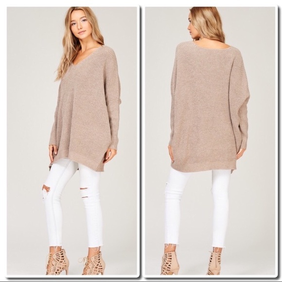 Knit Cozy Oversized Sweater/Dress in Mocha - Picture 3 of 7