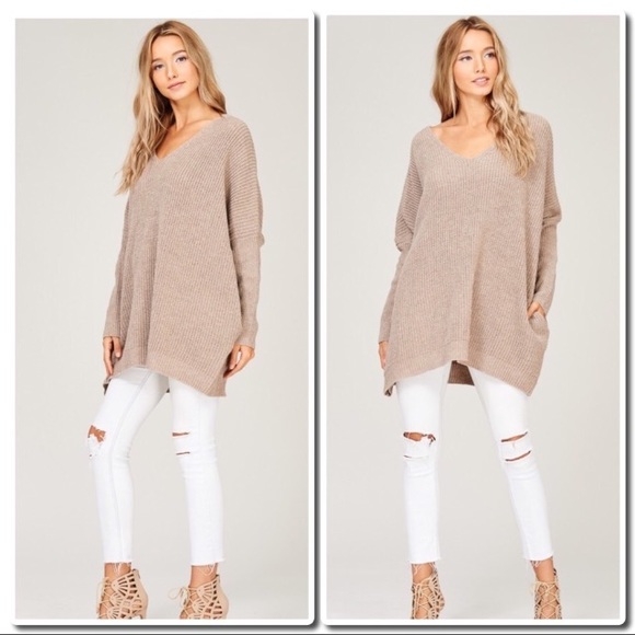 Knit Cozy Oversized Sweater/Dress in Mocha - Picture 4 of 7