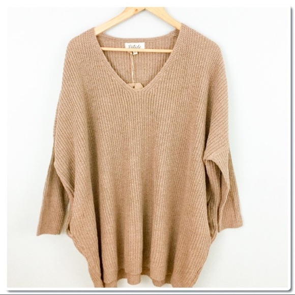 Knit Cozy Oversized Sweater/Dress in Mocha - Picture 6 of 7