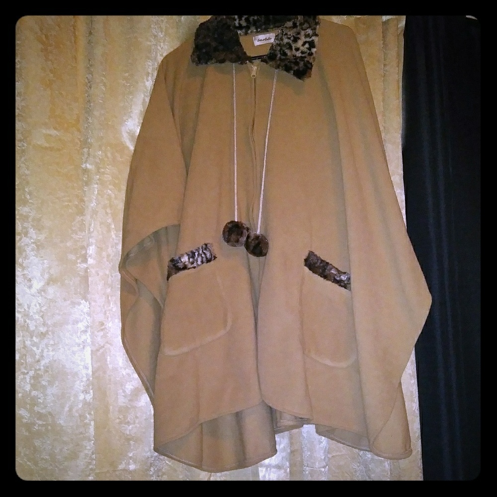 Tan poncho with leopard