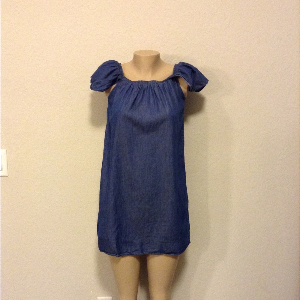 Denim off shoulders dress