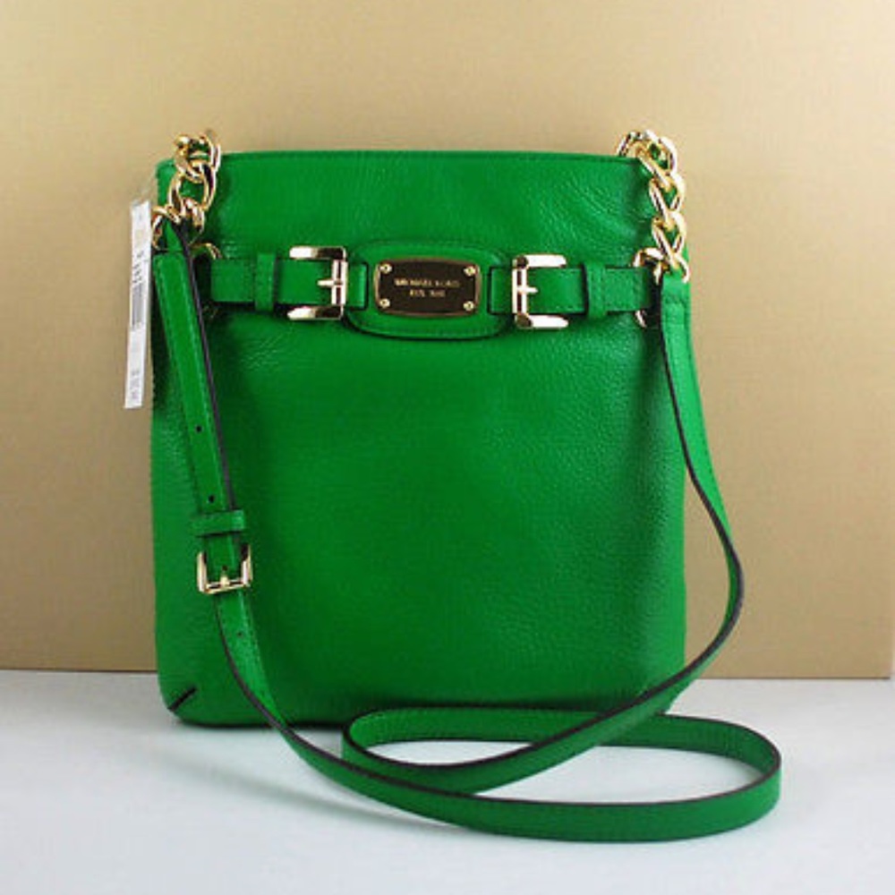 MICHAEL KORS Palm Green Leather Crossbody Purse
