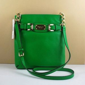 MICHAEL KORS Palm Green Leather Crossbody Purse