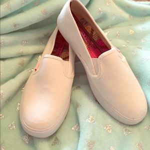 Rock & Candy white slip on canvas sneakers