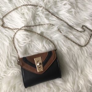 Faux leather Black&brown mini purse