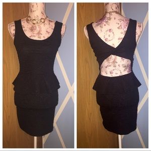 Black peplum dress with back cut out
