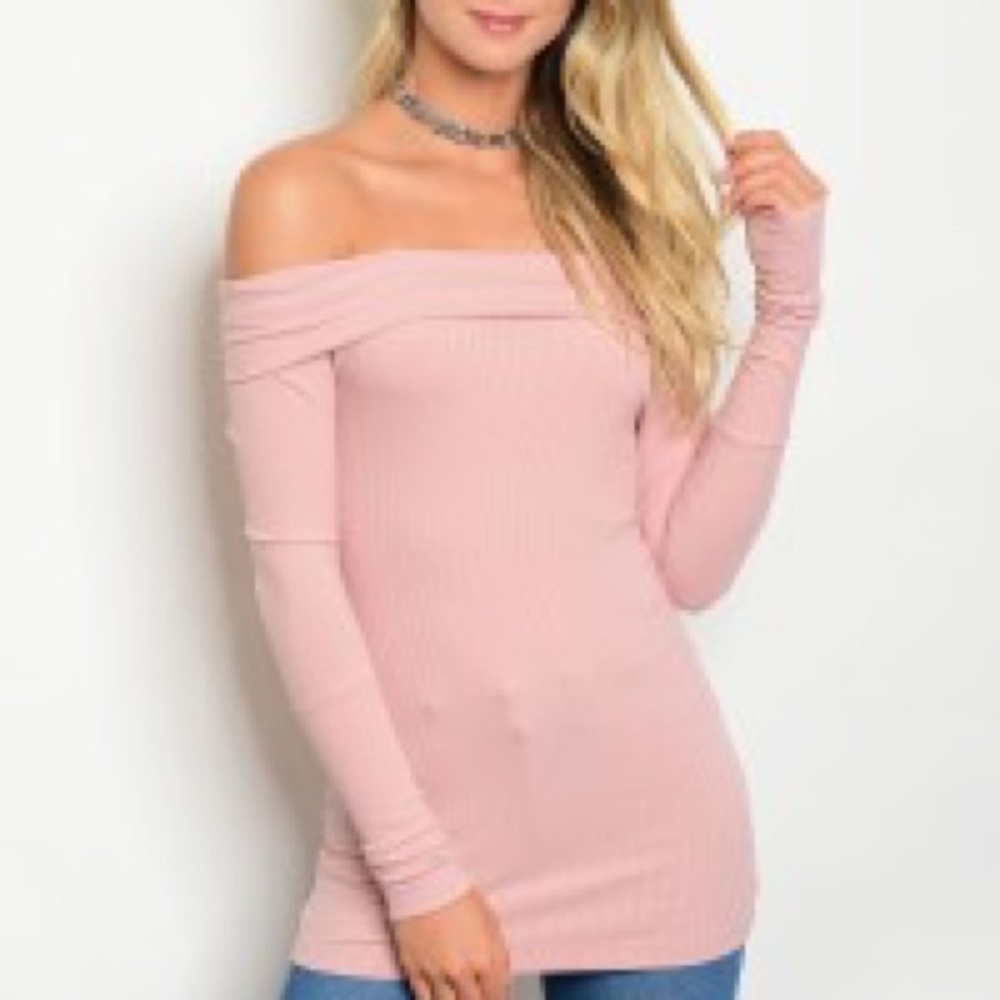 NWT Dusty Rose Off Shoulder Long Sleeve Top - Picture 2 of 5