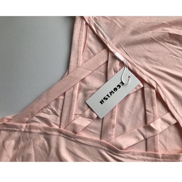 Pink Loose Fit Criss Cross Pullover Top - Picture 3 of 7