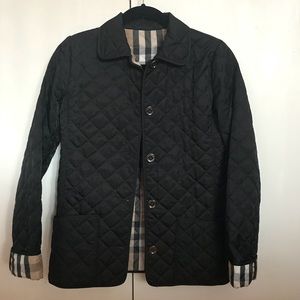 Authentic Black Burberry Quilted Jacket Size 14Y
