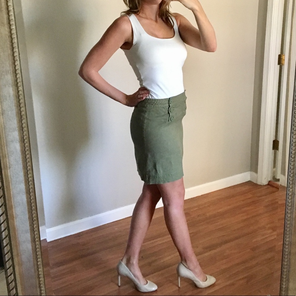 Olive Linen Skirt