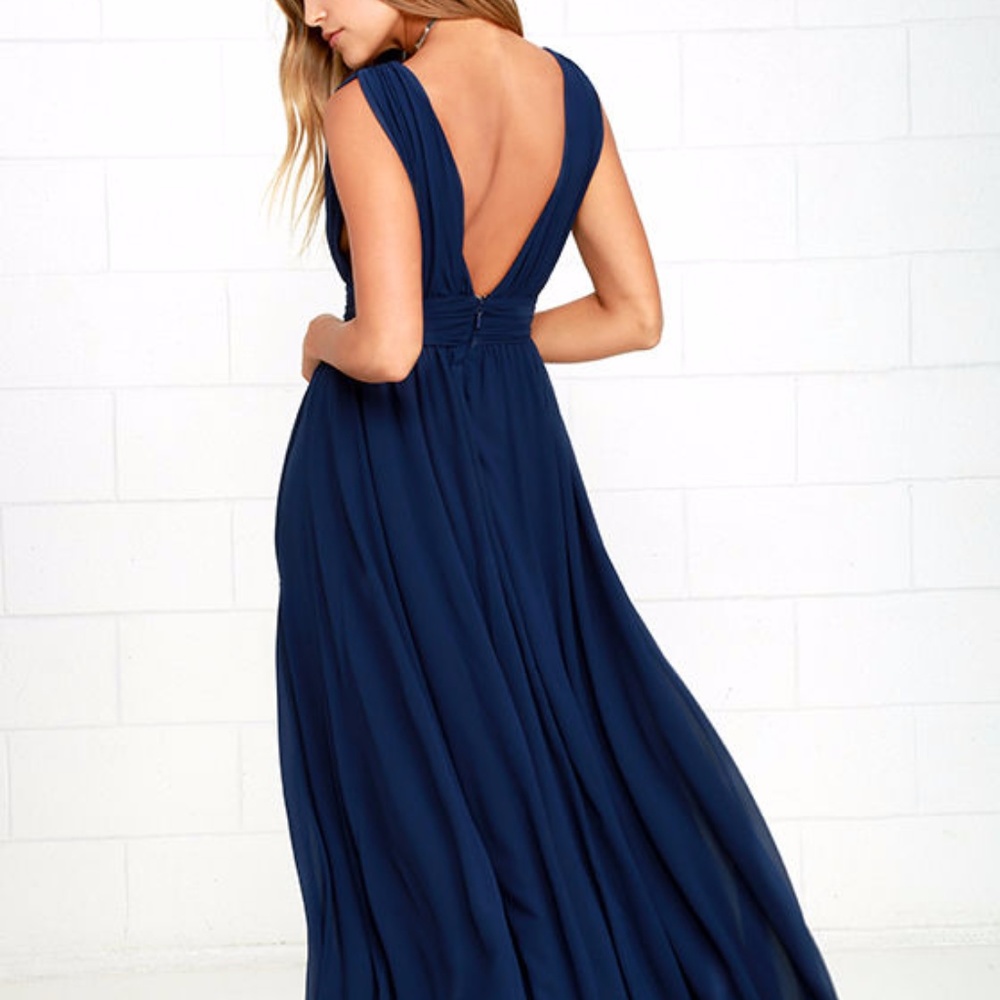 Lulus HEAVENLY HUES NAVY BLUE MAXI DRESS