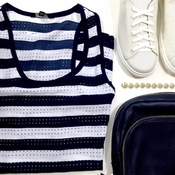 Banana Republic Tops - FINAL PRICE Sporty Chic Striped Perforated Top