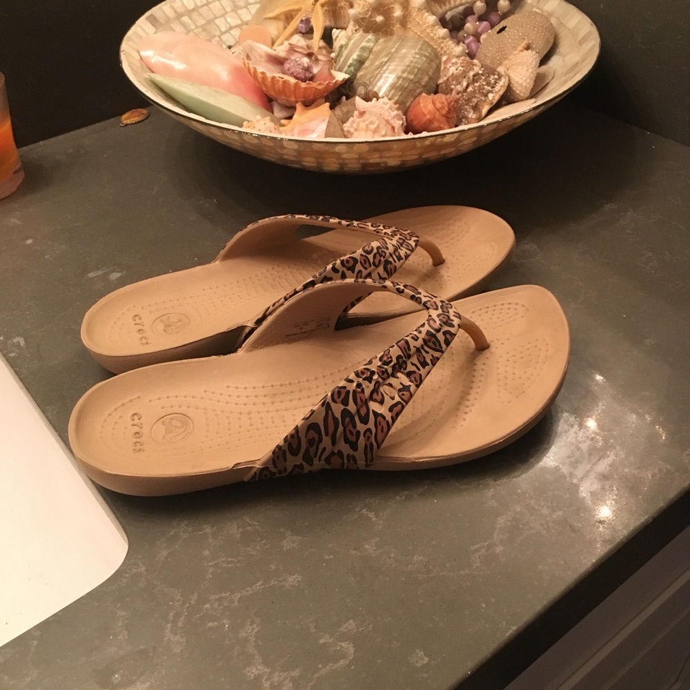 Crocs Leopard Print Flip Flop size 8