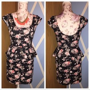 Floral print peplum desss