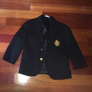 Polo Ralph Lauren boys navy wool blazer crest sz 5