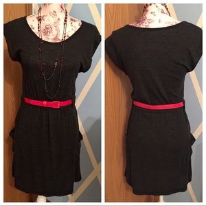Cap sleeve dark gray dress