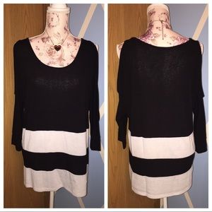 Black and white scoop neck dress