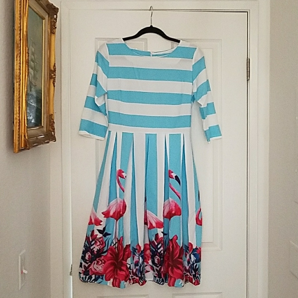 NWOT Vintage Style Flamingo Dress Size 4-6