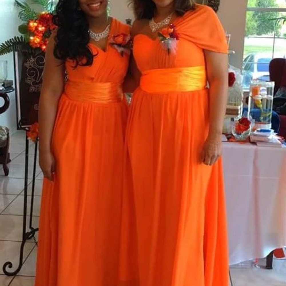 Chiffon bridesmaid dress Orange Sz 12 to 14