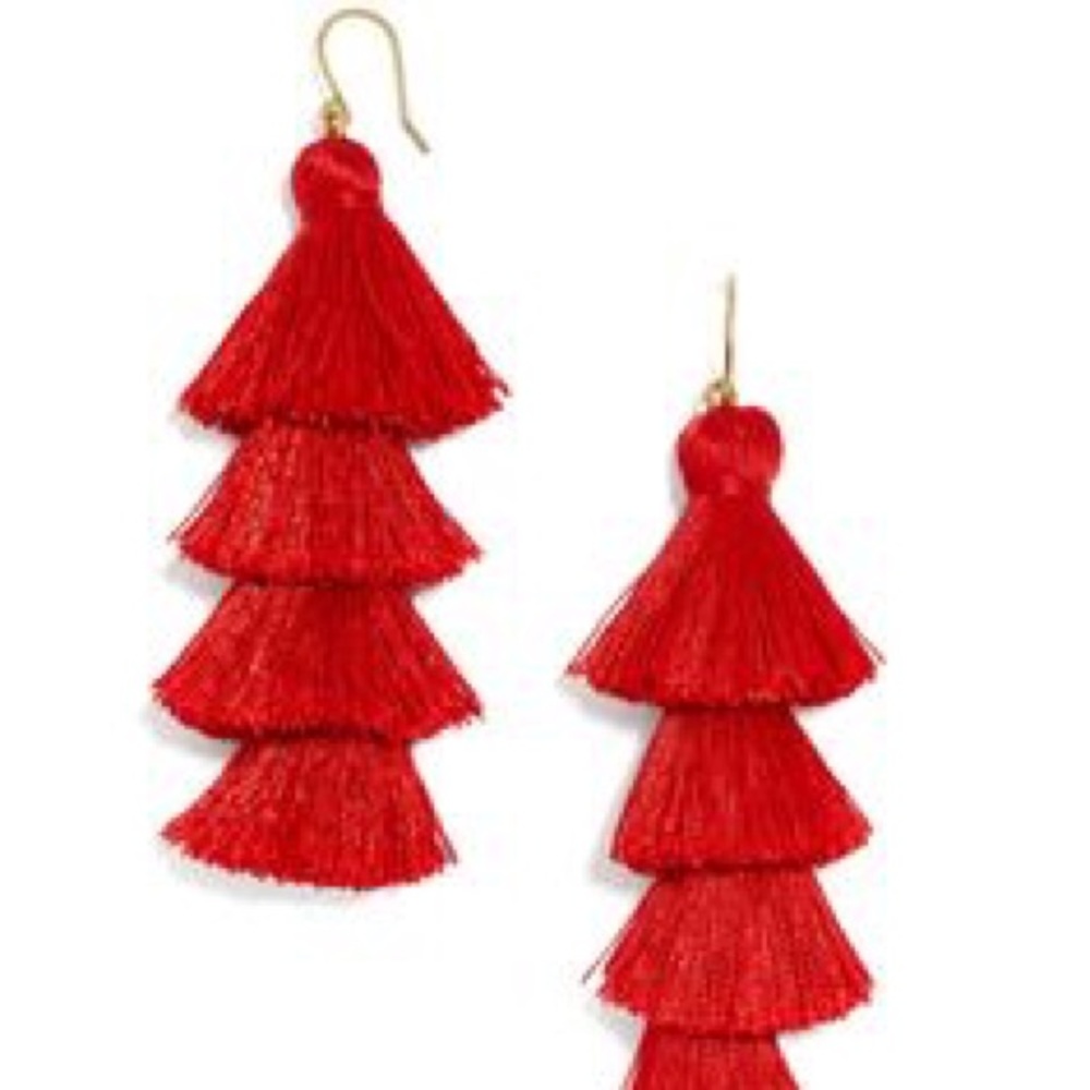 Trendy Tassels Statement Red Earrings