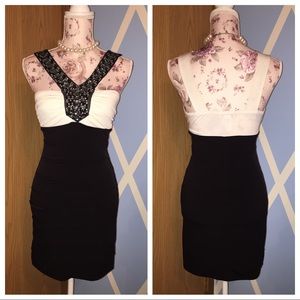 Cream and black dress