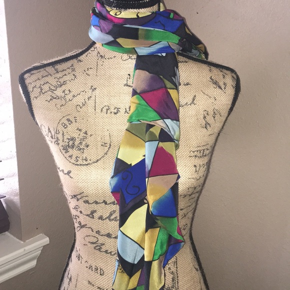 Accessories - Wine print silk scarf