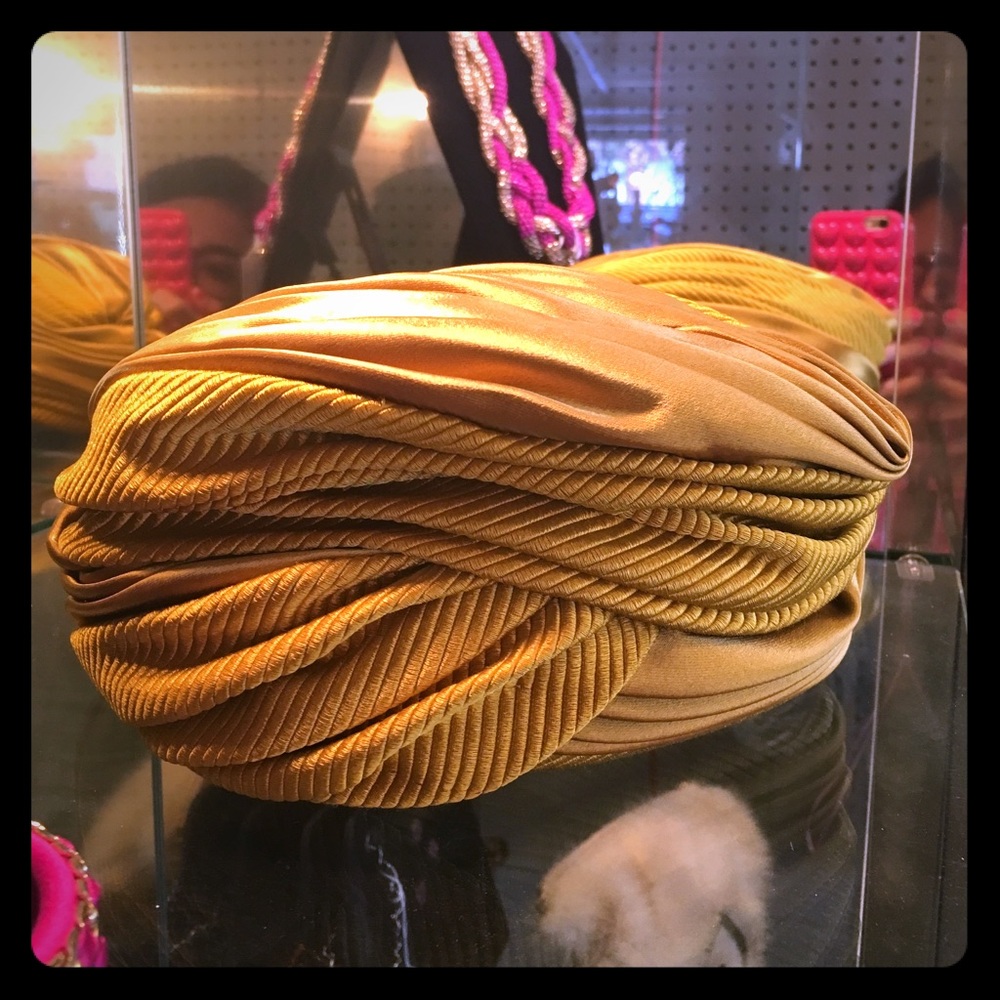 Christian Dior Gold yellow Silk Satin Turban Hat