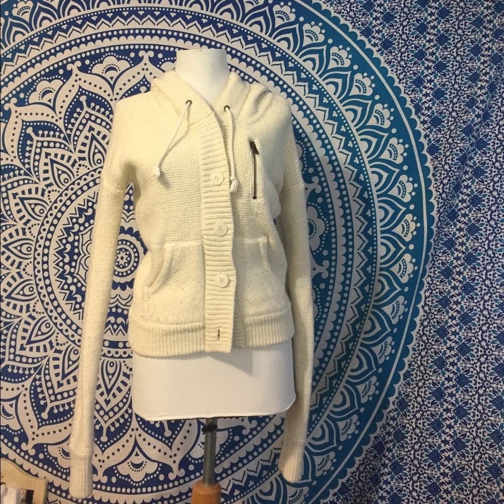 Cream Sweater Hoodie American Eagle Small