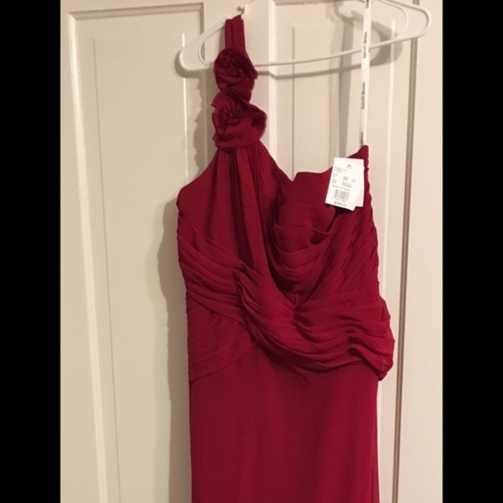Davids Bridal Apple Red one shoulder dress Sz 16