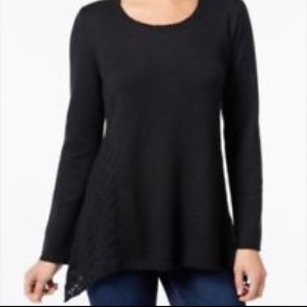 Style & Co.Crewneck Crochet Sweater - M