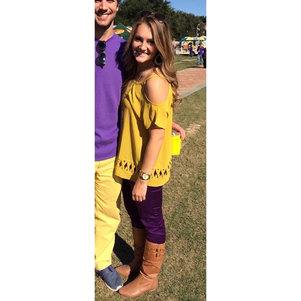Mustard Cold Shoulder Top