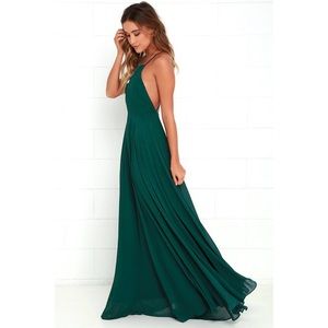 Like New Dark Green Open Back Maxi Dress