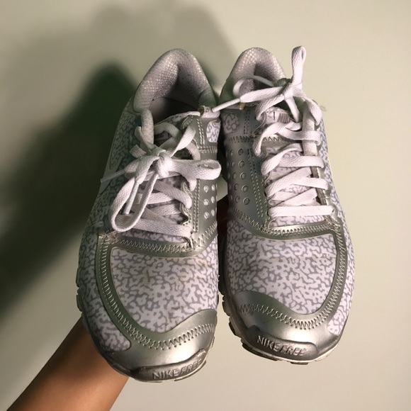 Nike Free 5.0 White Silver Cheetah like print - Picture 5 of 6