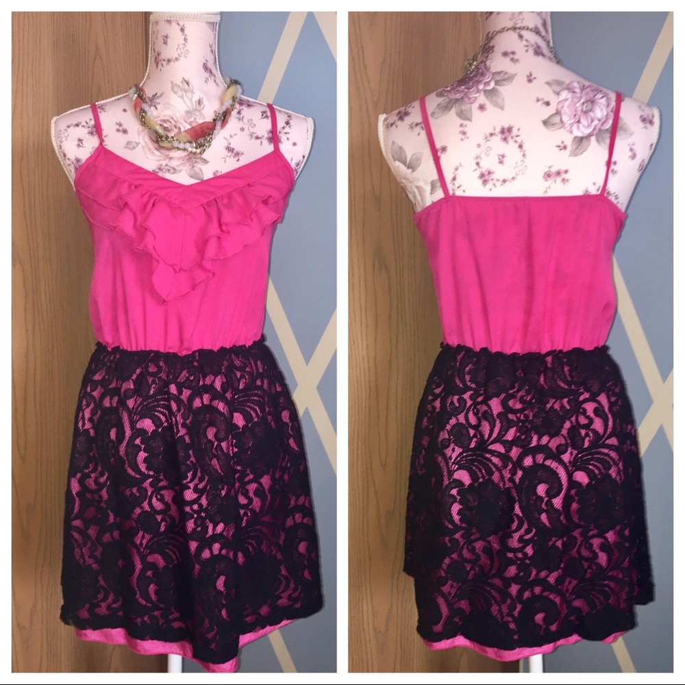 Pink and black dress