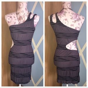 Gray one shoulder dress with cutouts